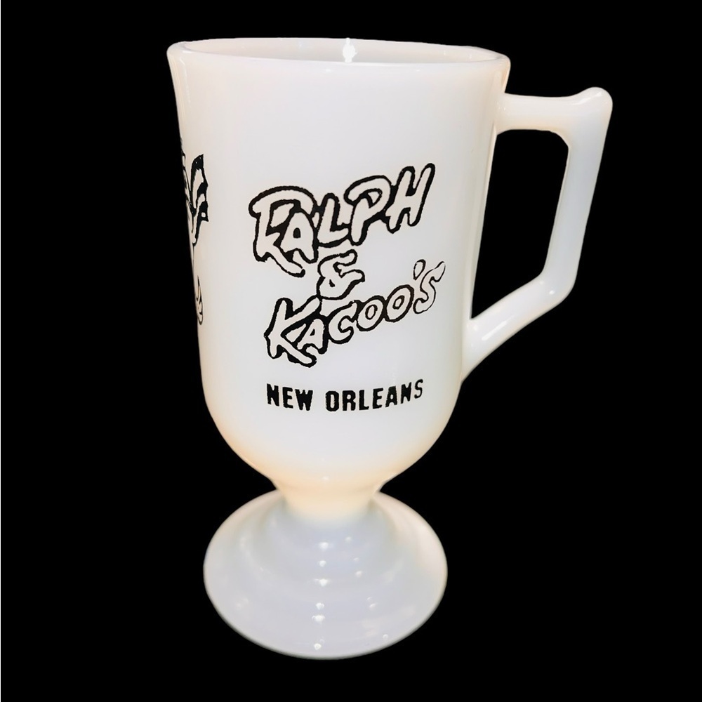 Ralph & Kacoo's New Orleans, La Souvenir Coffee Cup Vintage Federal Milk Glass